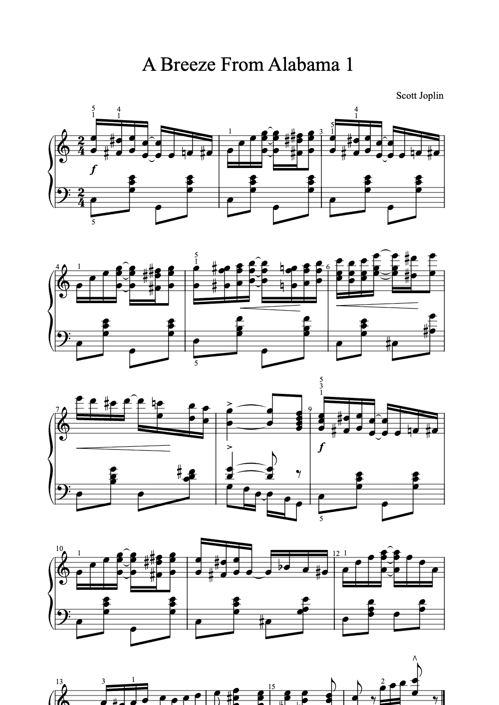 Sheet music preview for A Breeze from Alabama