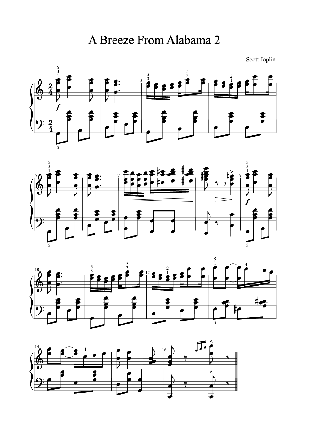 Sheet music preview for A Breeze from Alabama