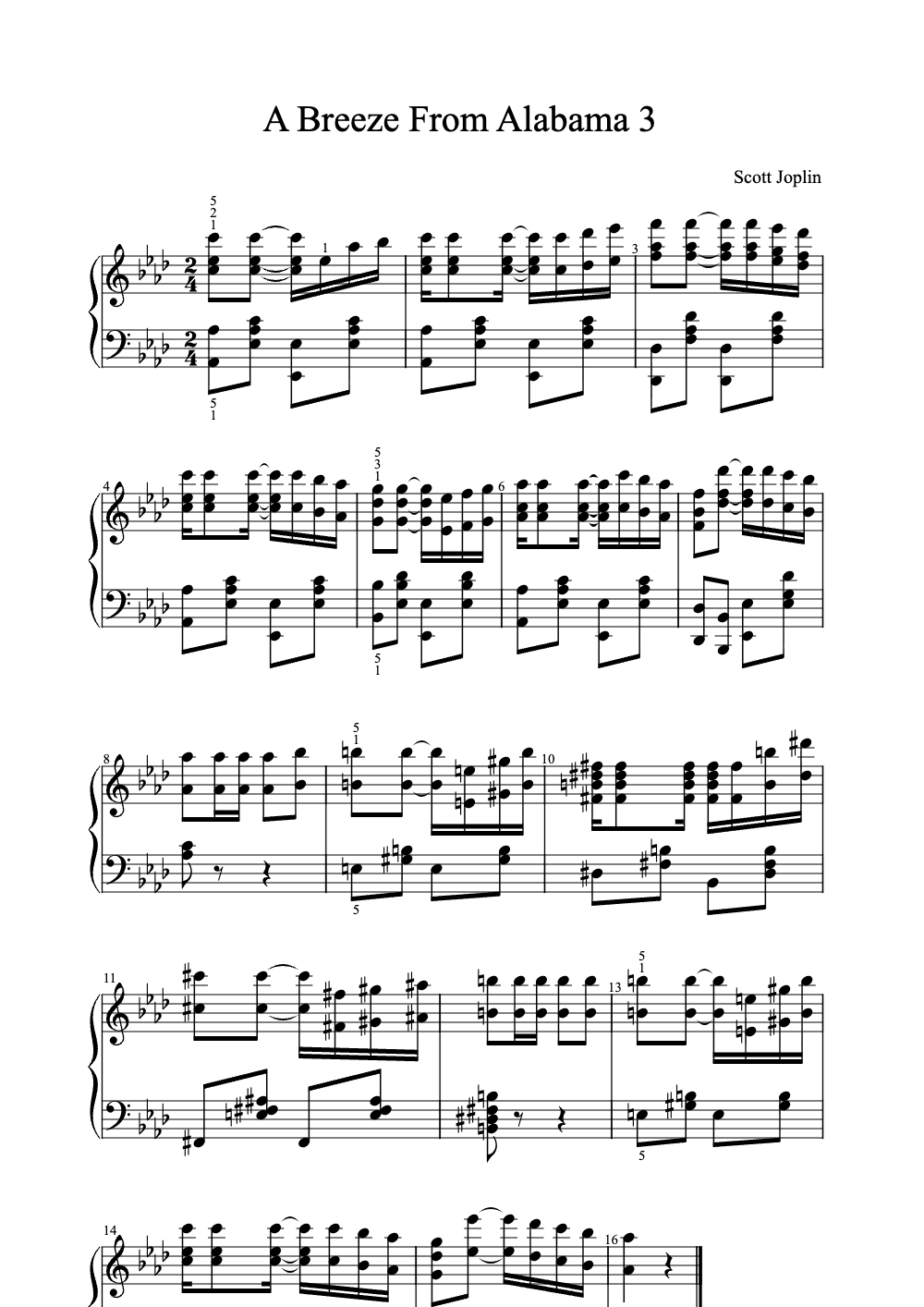 Sheet music preview for A Breeze from Alabama