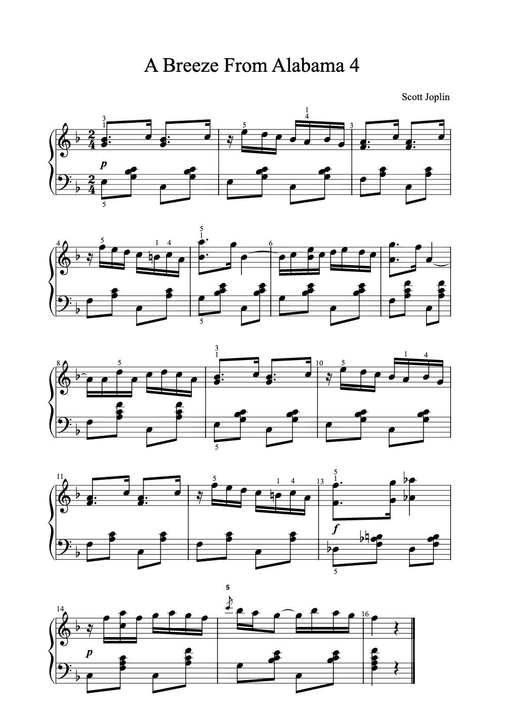 Sheet music preview for A Breeze from Alabama