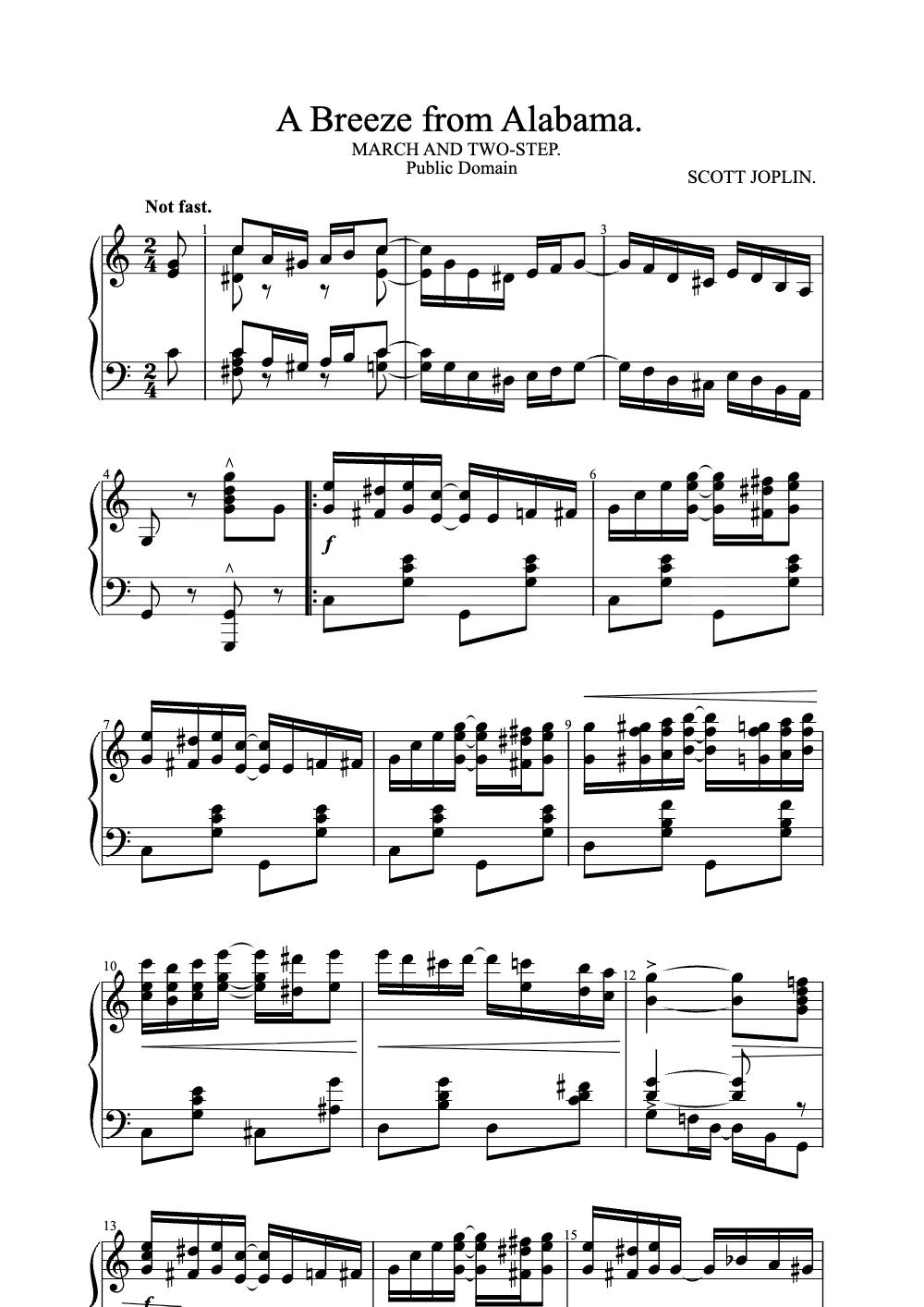 Sheet music preview for A Breeze from Alabama