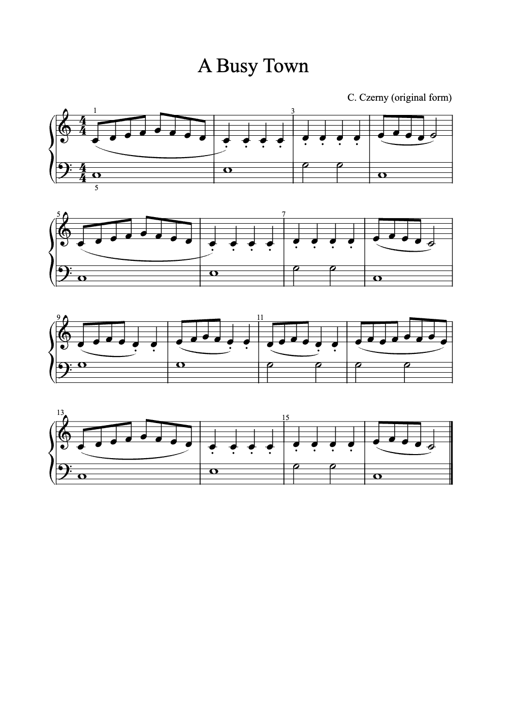 Sheet music preview for A Busy Town