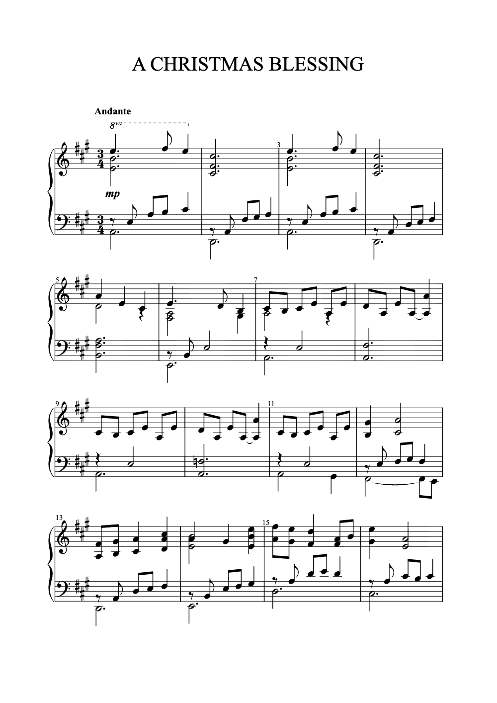 Sheet music preview for A Christmas Blessing