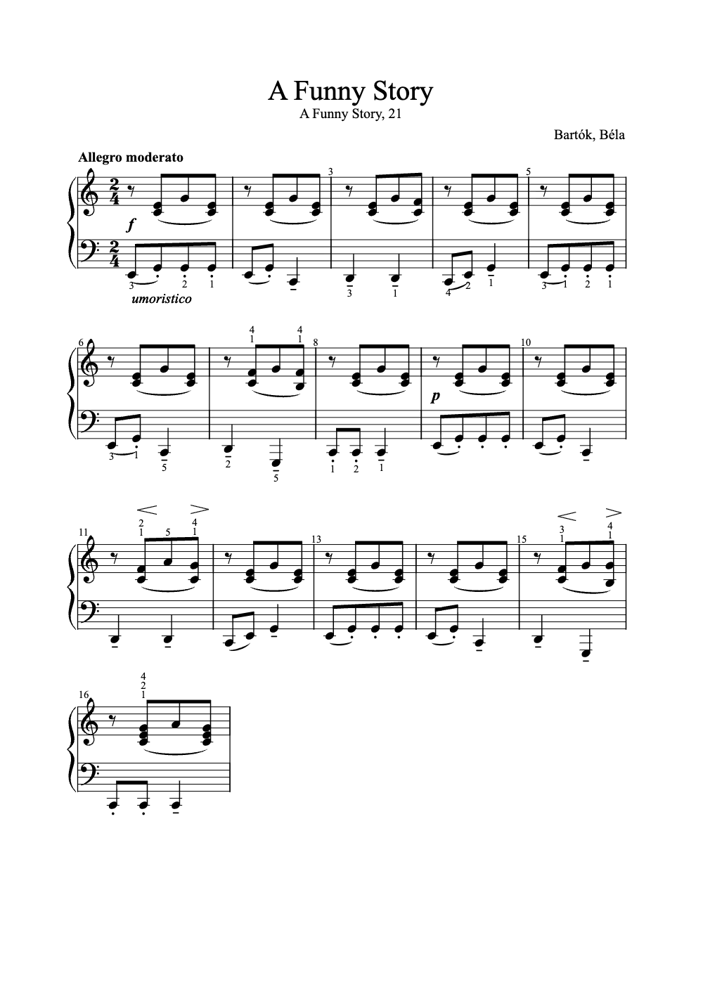 Sheet music preview for A Funny Story