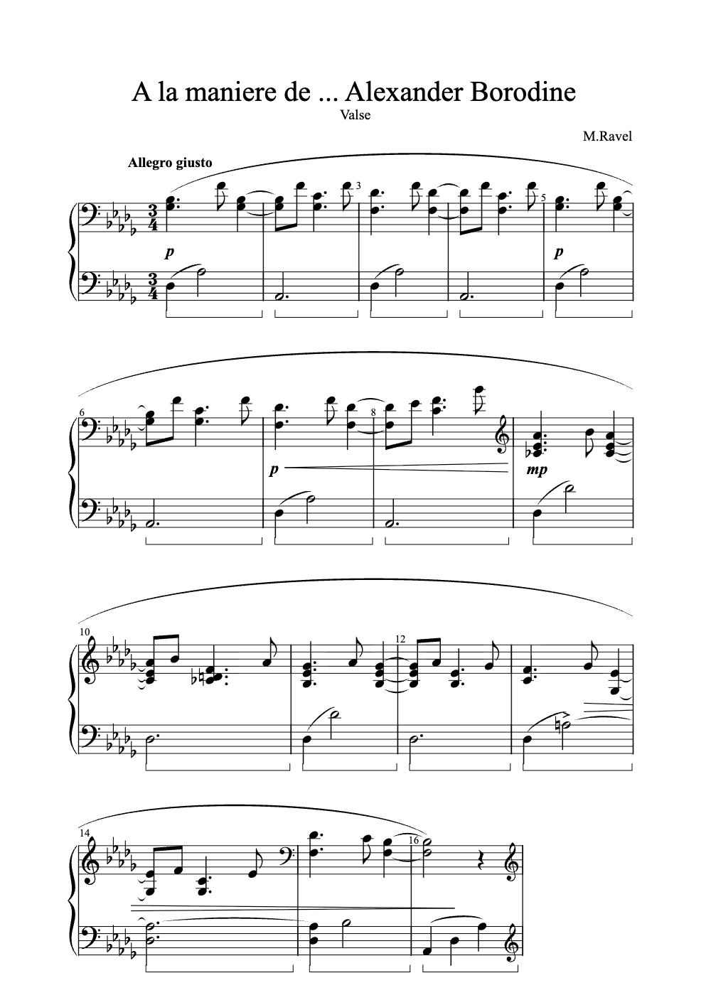 Sheet music preview for À la Manière de ...
