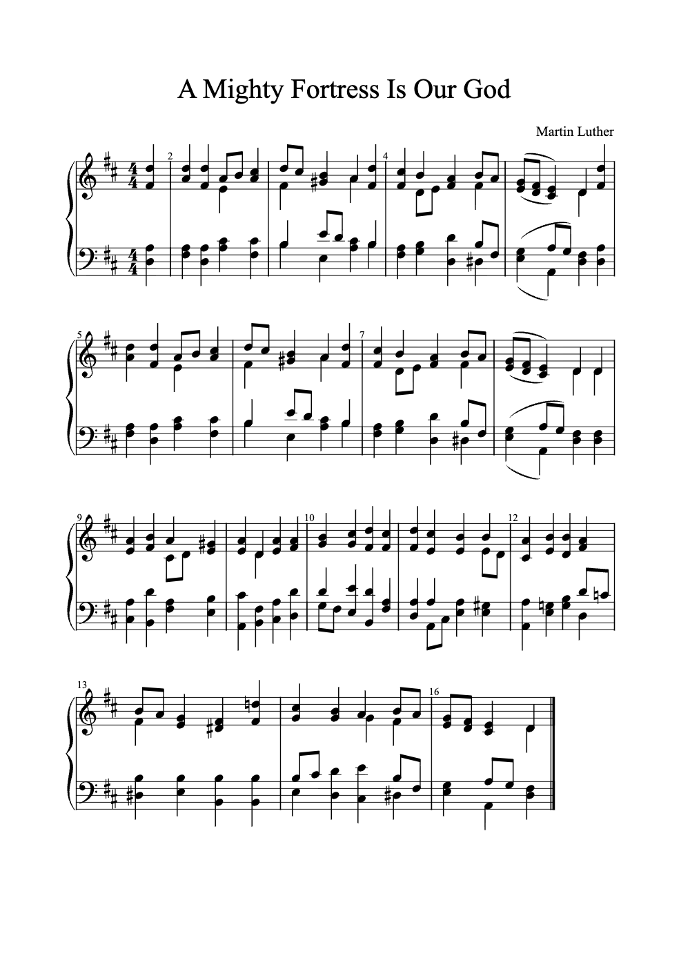 Sheet music preview for A Mighty Fortress Is Our God