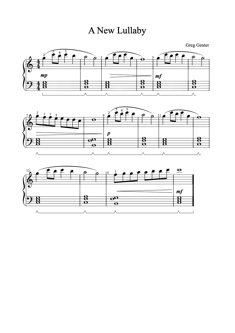 Sheet music preview for A New Lullaby