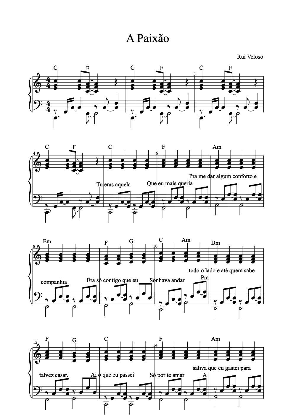 Sheet music preview for A Paixão