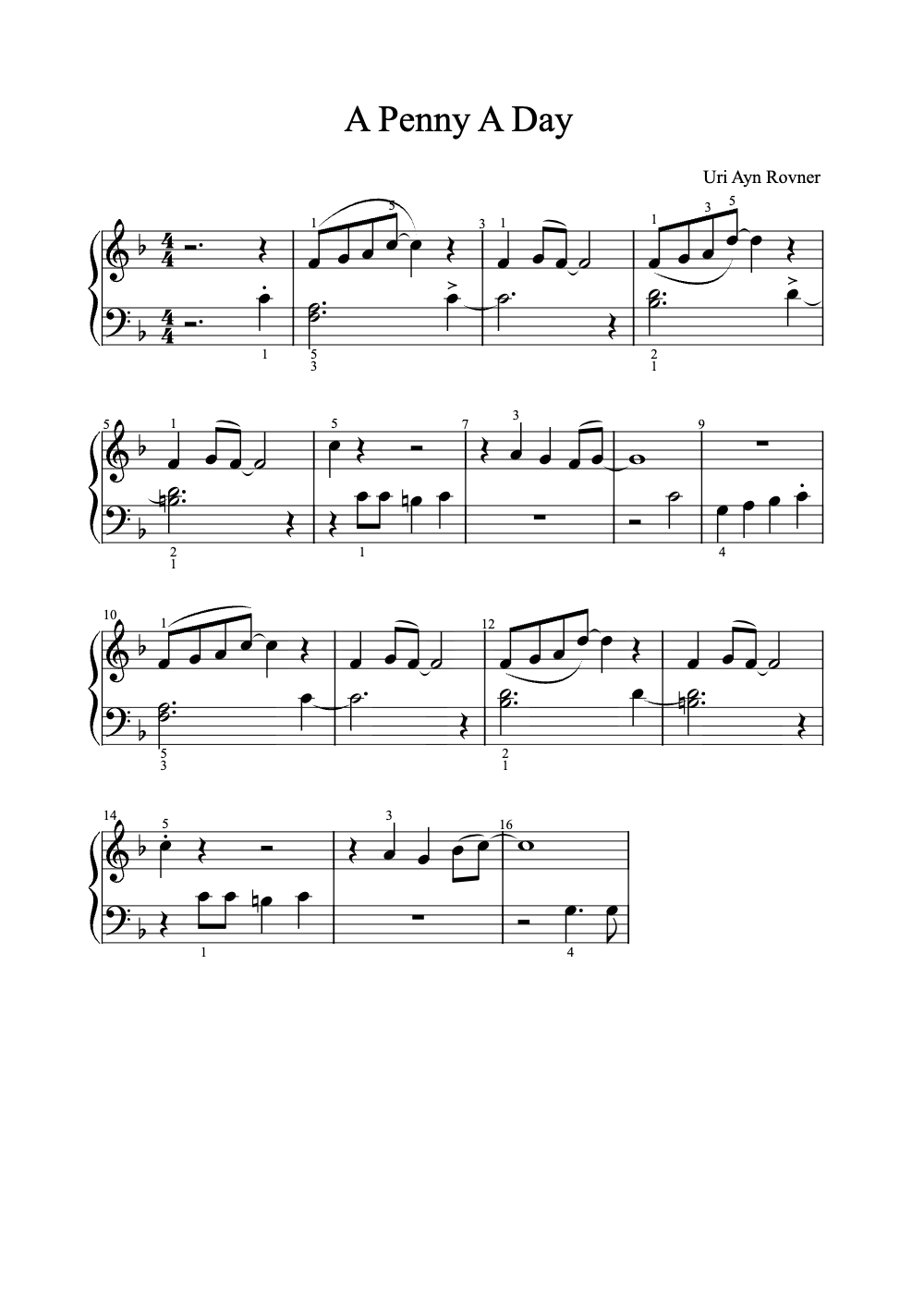 Sheet music preview for A Penny a Day