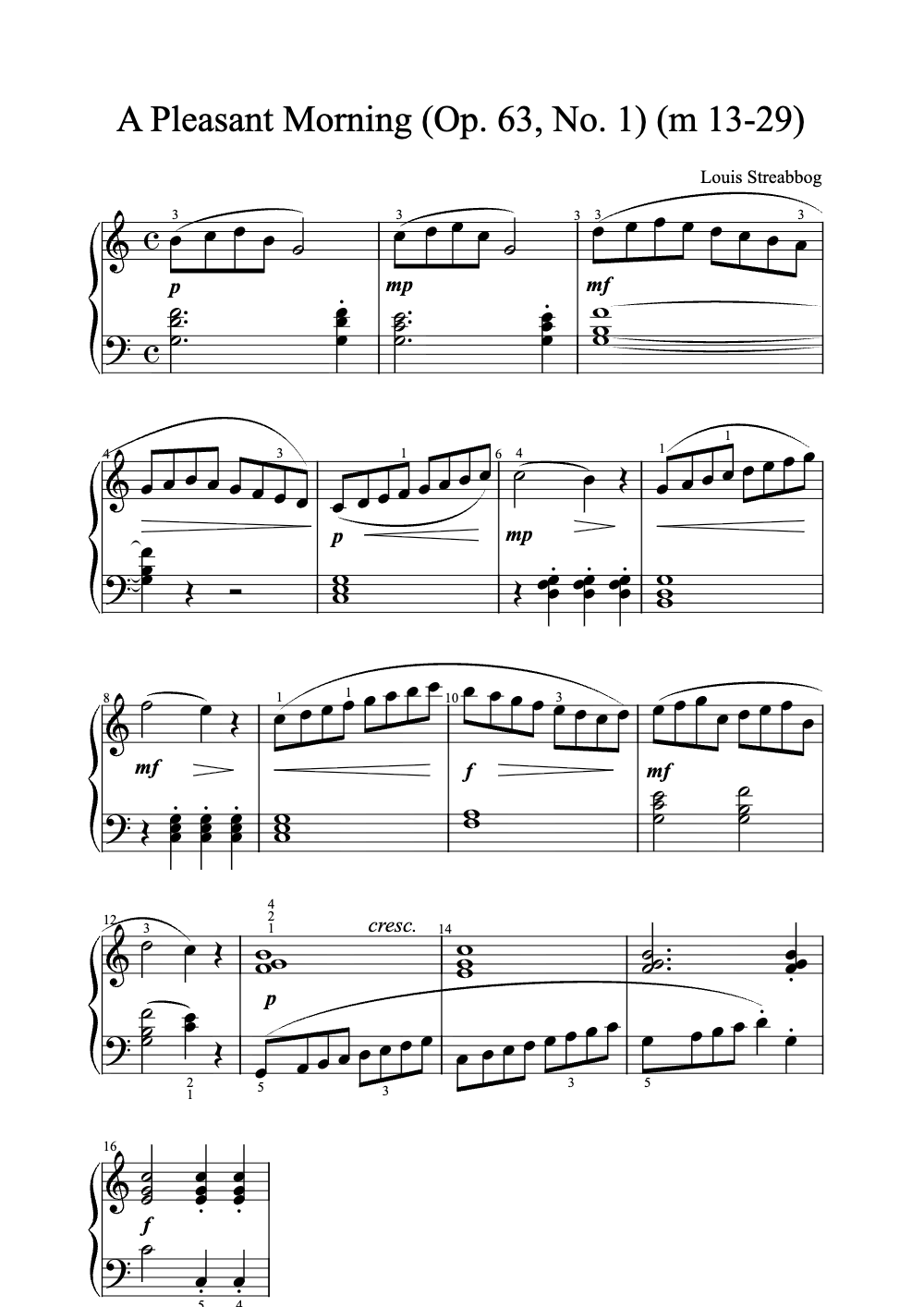 Sheet music preview for A Pleasant Morning