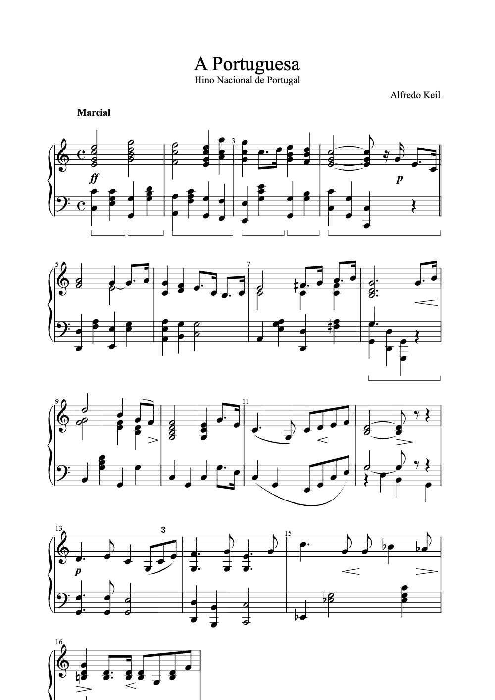 Sheet music preview for A Portuguesa