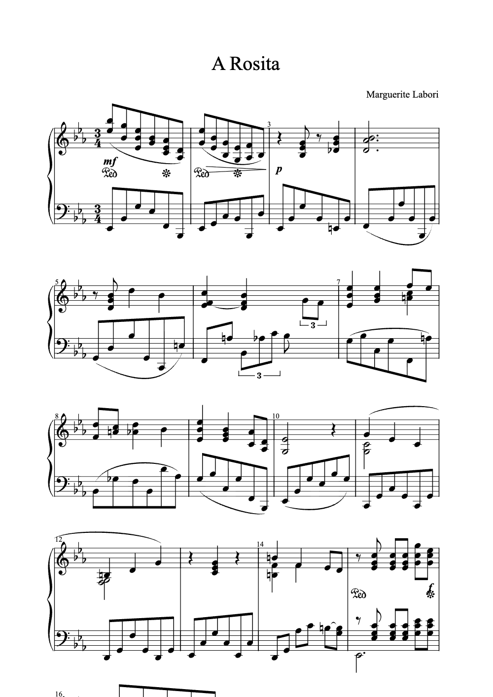 Sheet music preview for A Rosita