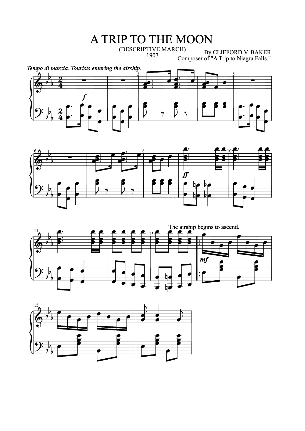 Sheet music preview for A Trip to the Moon