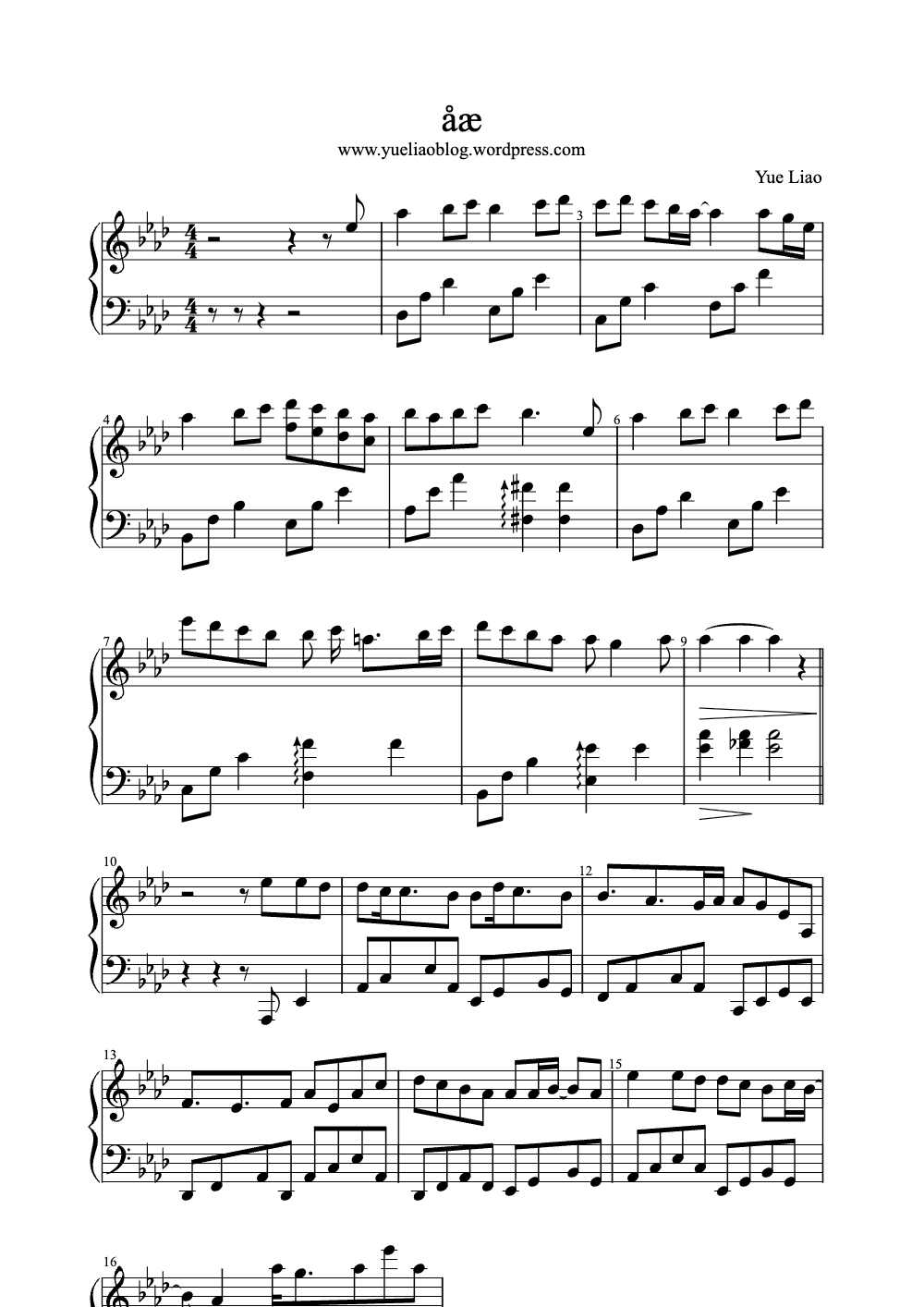 Sheet music preview for Åæ
