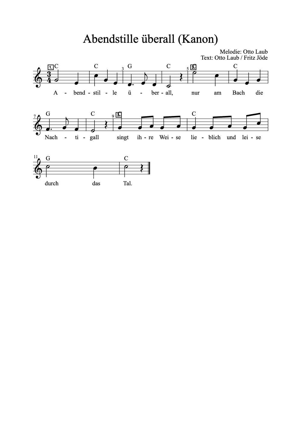 Sheet music preview for Abendstille Überall