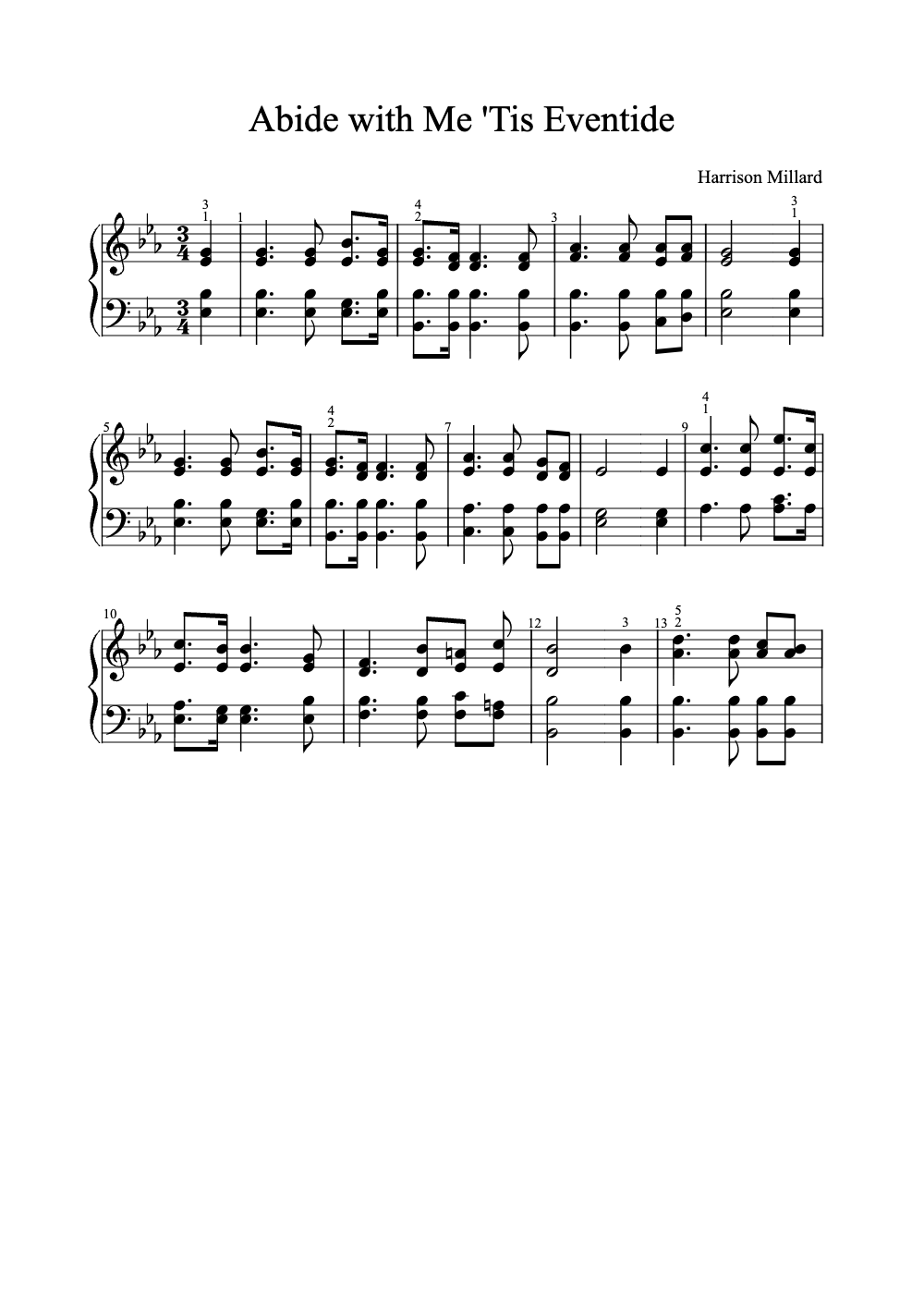 Sheet music preview for Abide With Me 'Tis Eventide