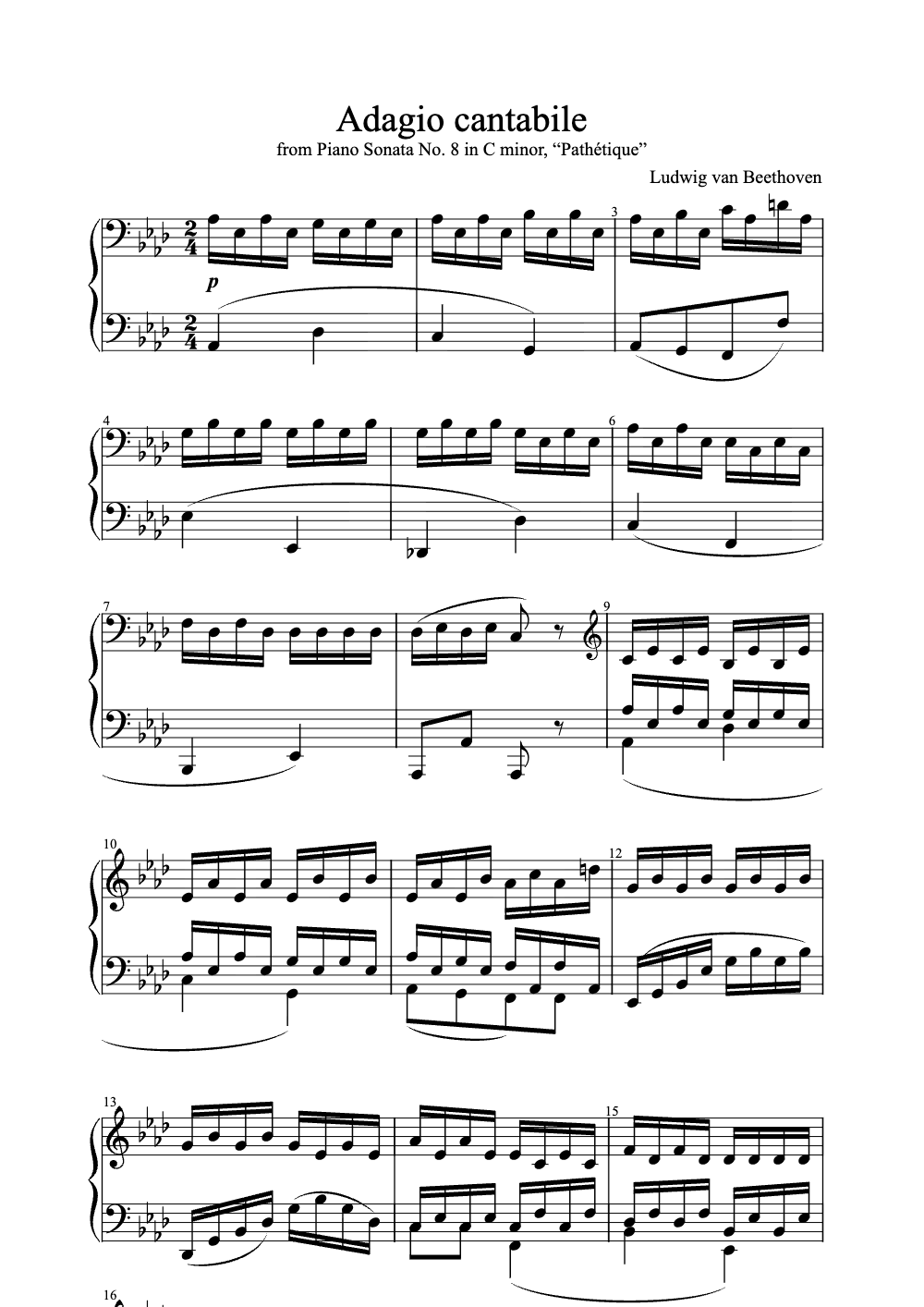 Sheet music preview for Adagio Cantabile