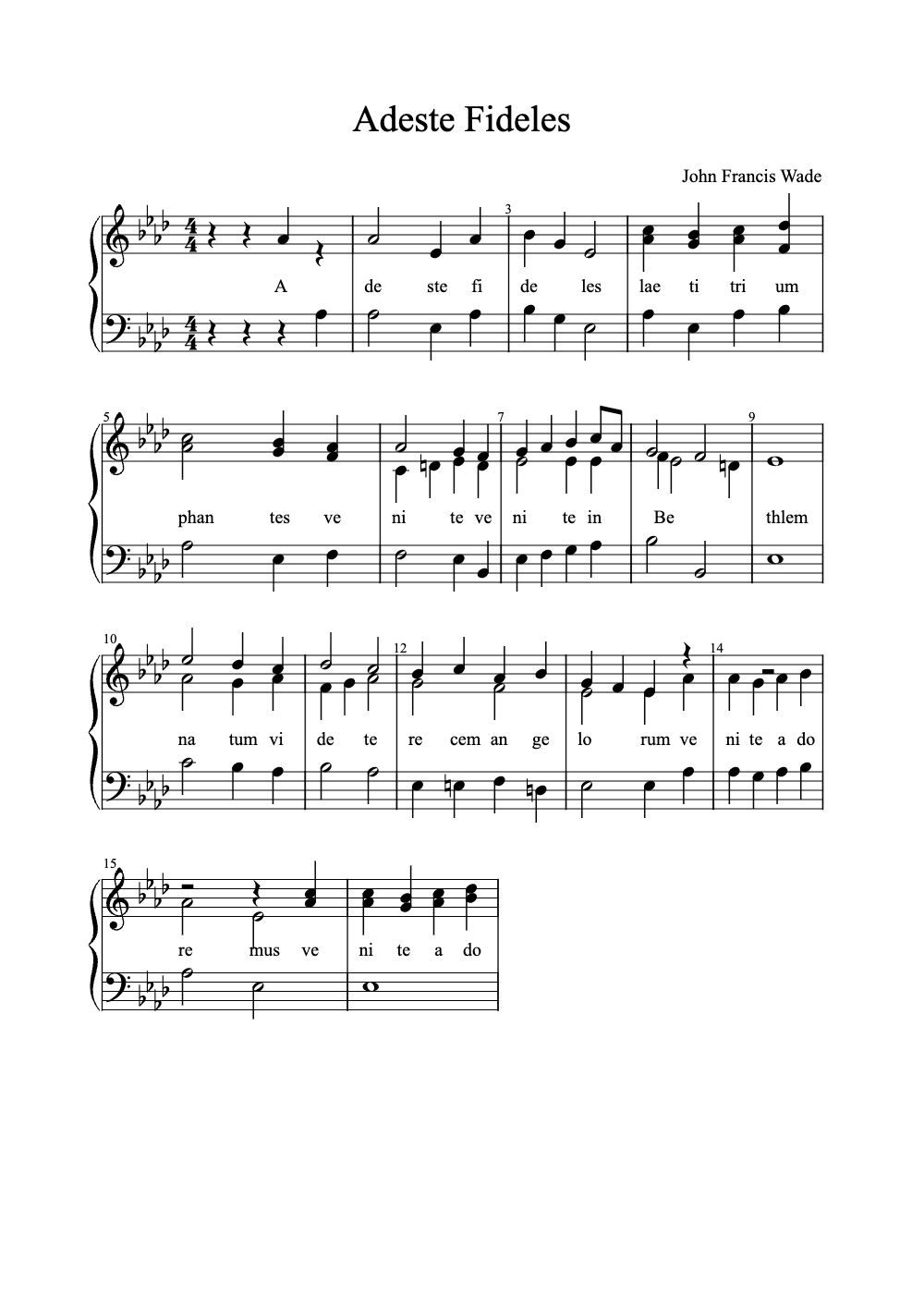 Sheet music preview for Adeste Fideles