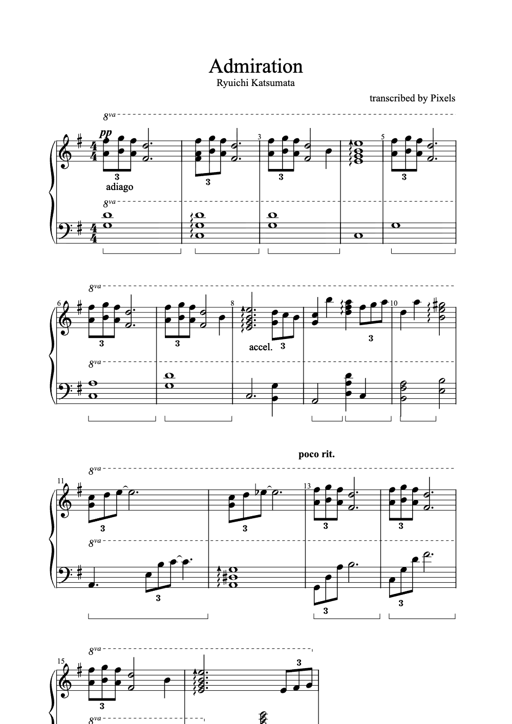 Sheet music preview for Admiration