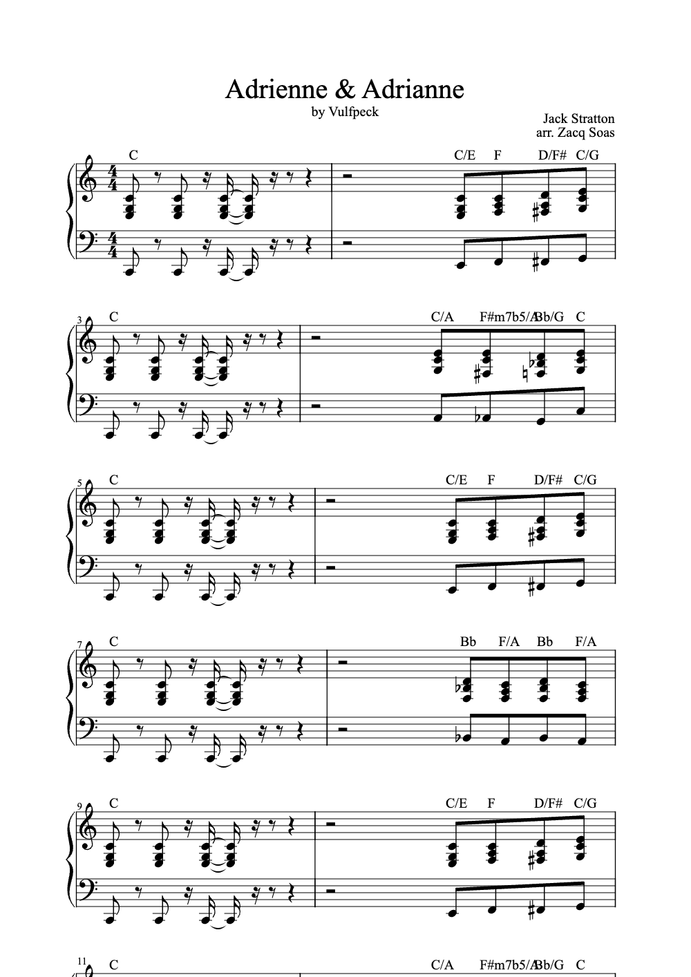 Sheet music preview for Adrienne & Adrianne