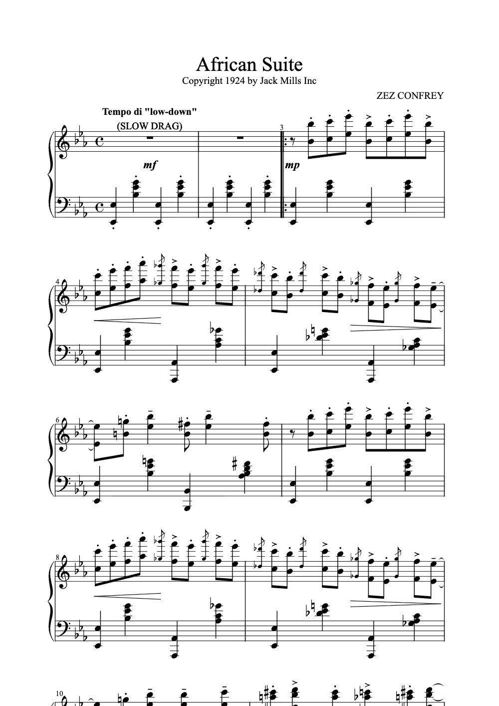 Sheet music preview for African Suite