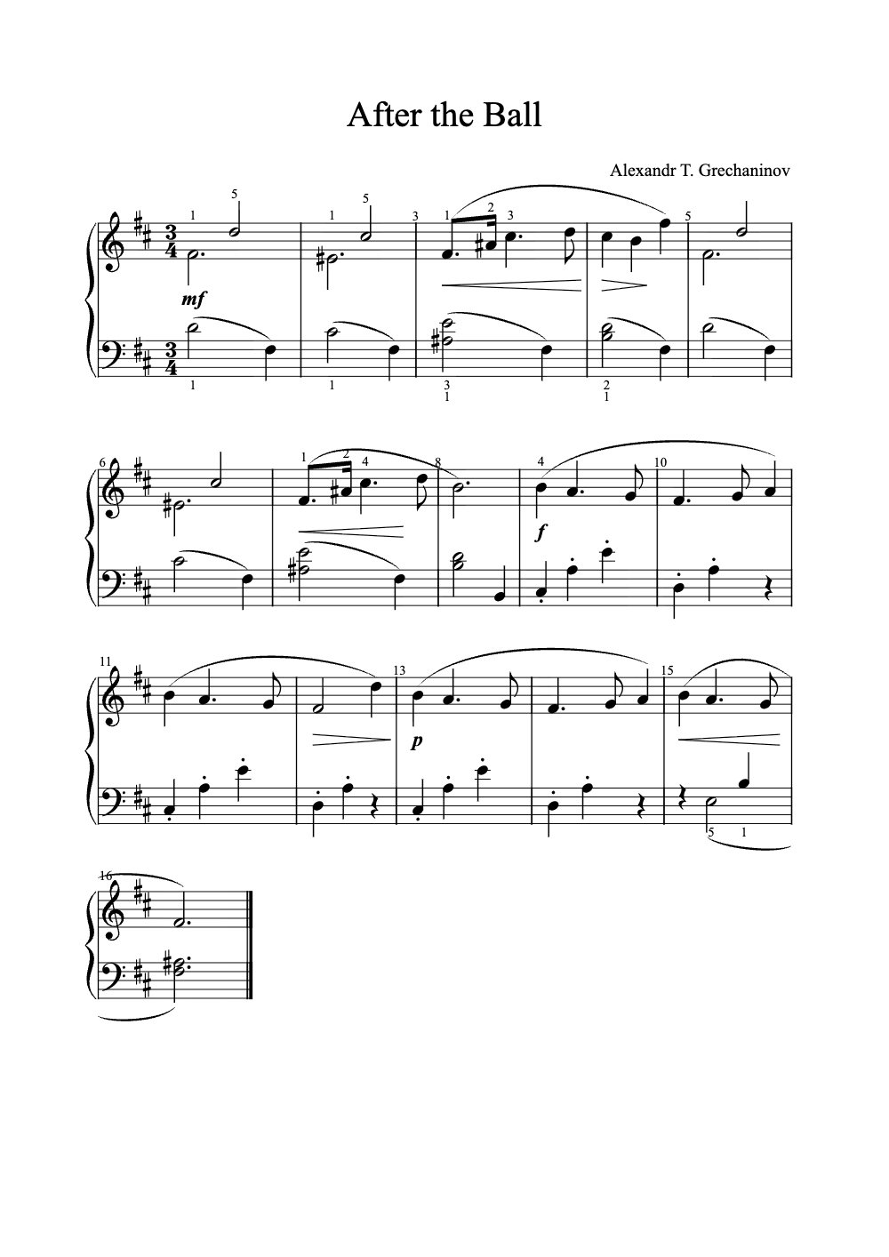 Sheet music preview for After the Ball