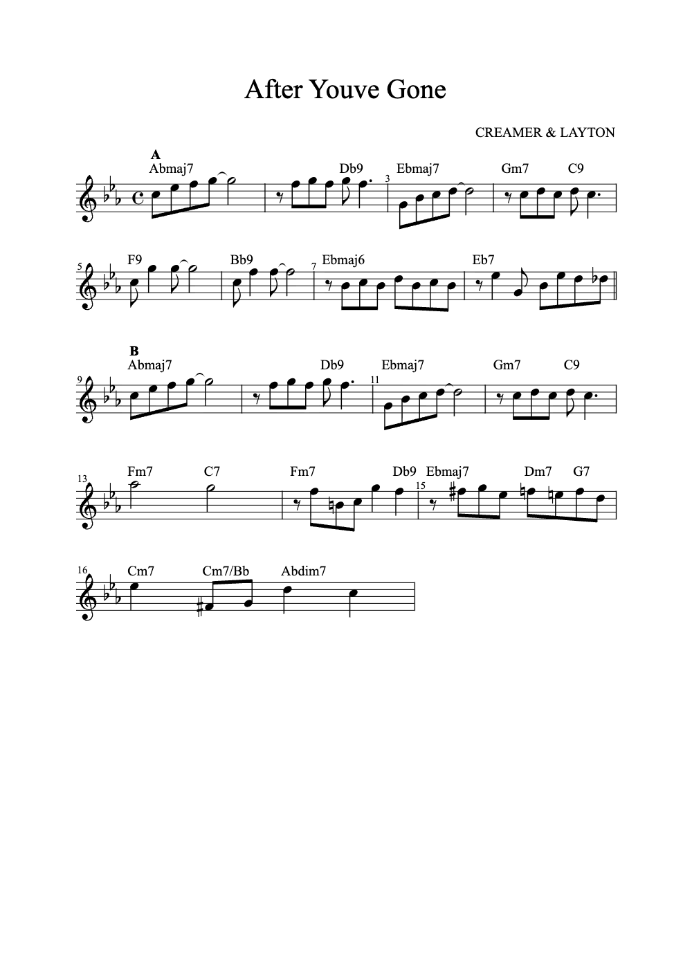 Sheet music preview for After You've Gone