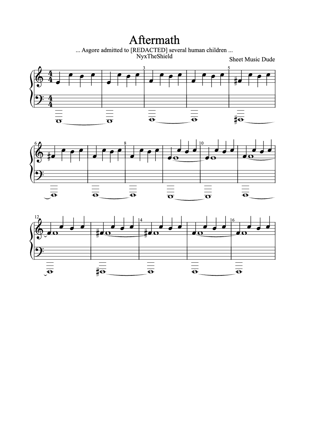 Sheet music preview for Aftermath