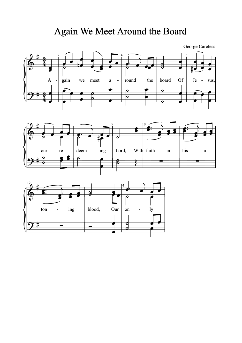 Sheet music preview for Again We Meet Around the Board