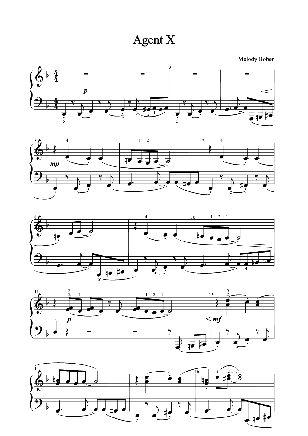 Sheet music preview for Agent X