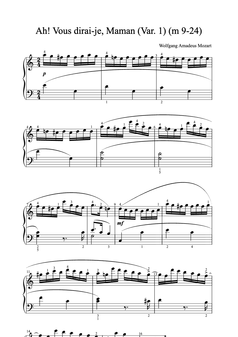 Sheet music preview for Ah! Vous Dirai-je, Maman (Var. 1)
