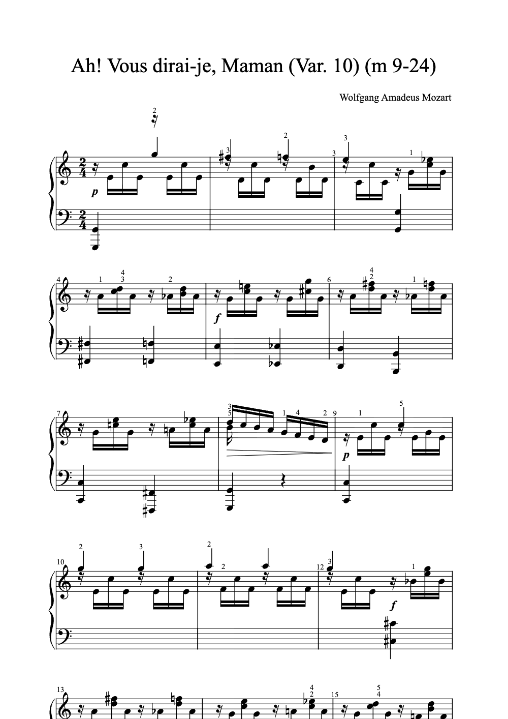 Sheet music preview for Ah! Vous dirai-je, Maman (Var. 10)