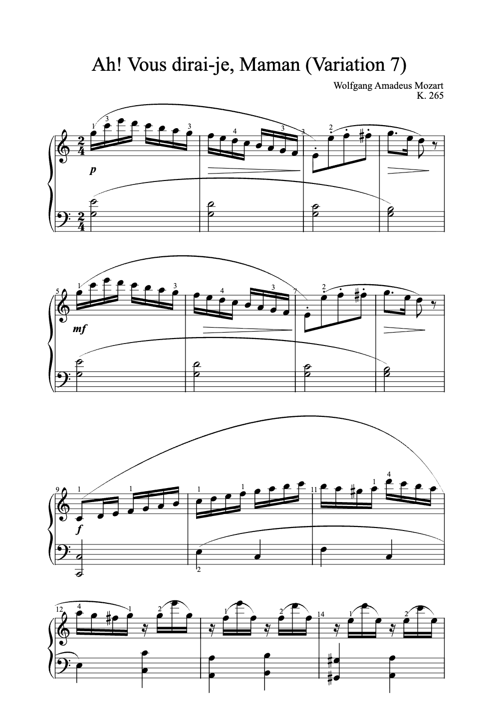 Sheet music preview for Ah! Vous Dirai-Je, Maman (Variation 7)