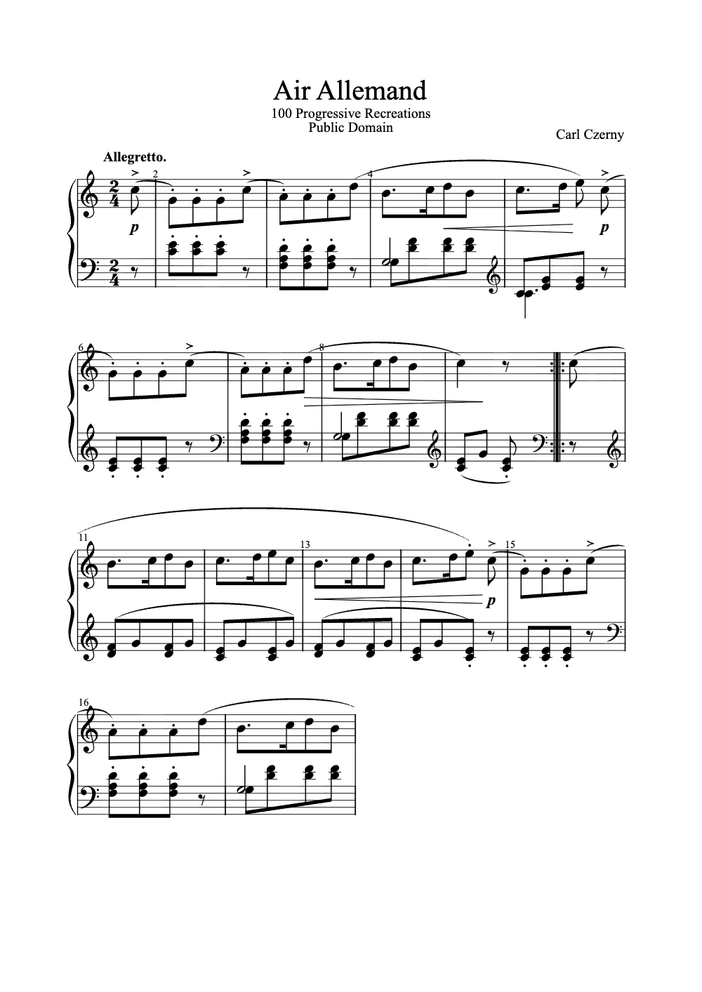 Sheet music preview for Air Allemand