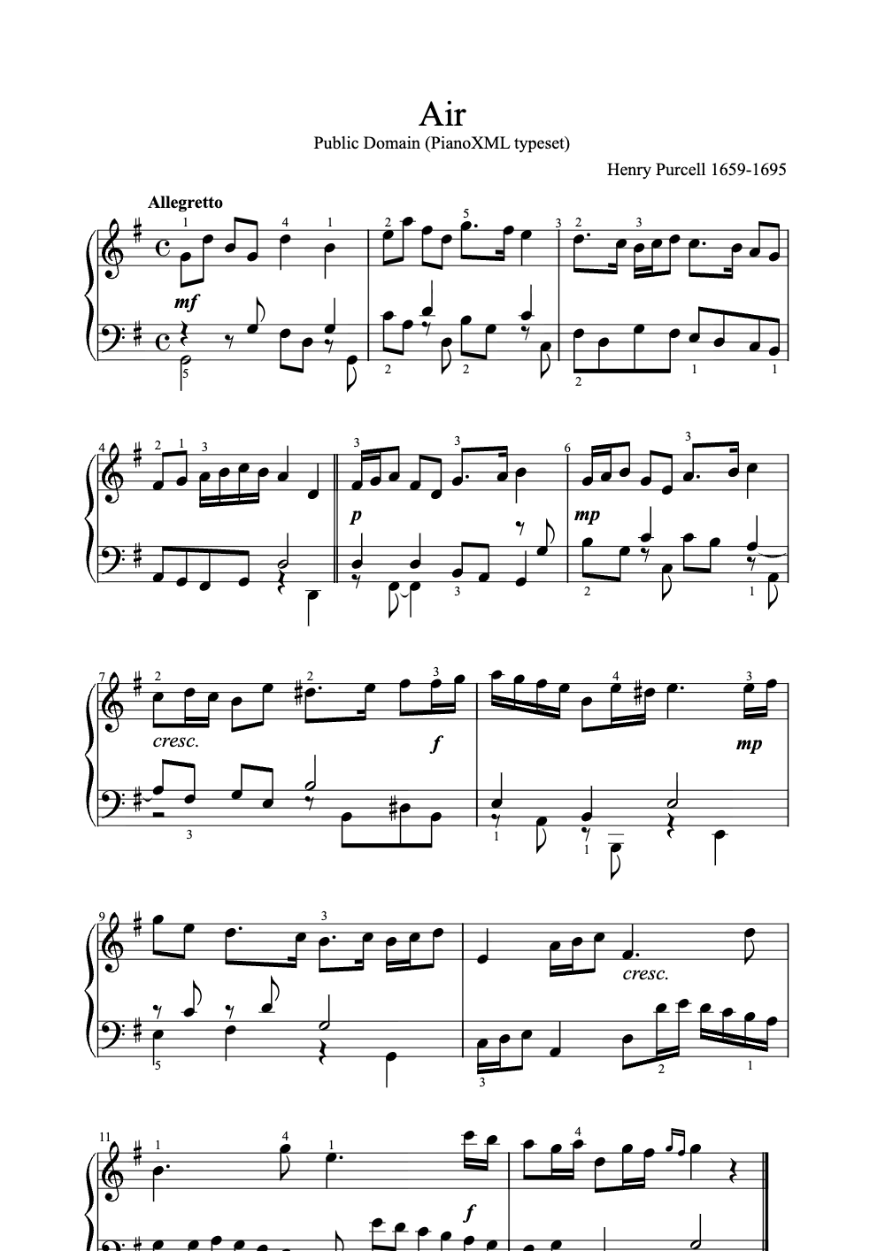 Sheet music preview for Air