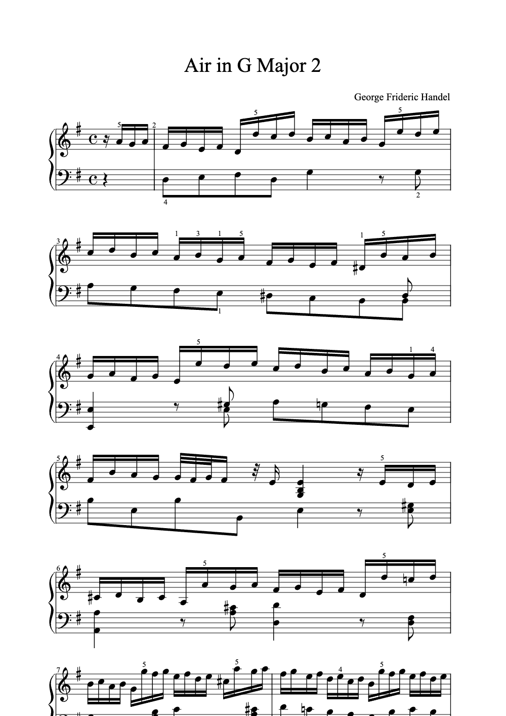 Sheet music preview for Air in G Major