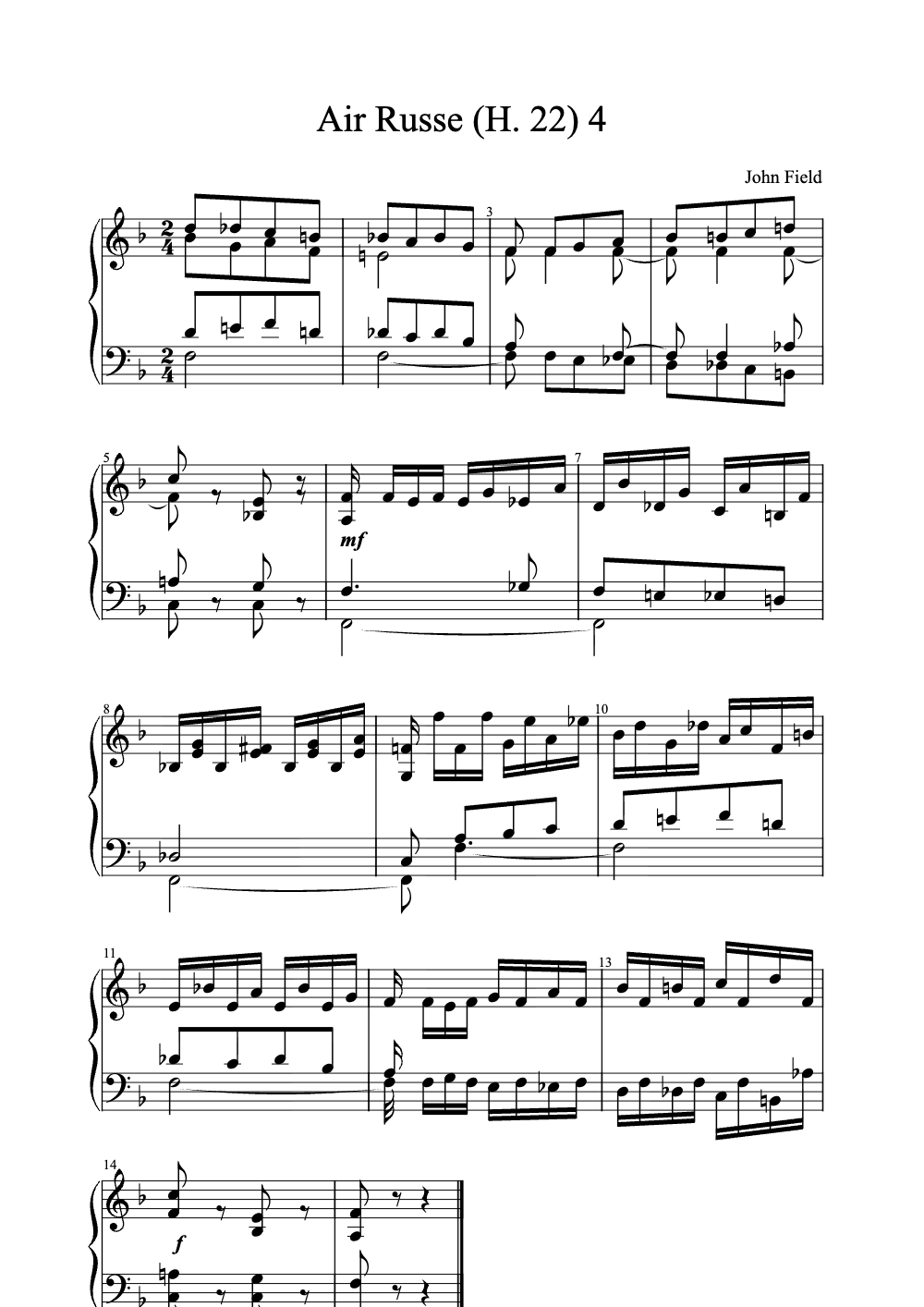 Sheet music preview for Air Russe