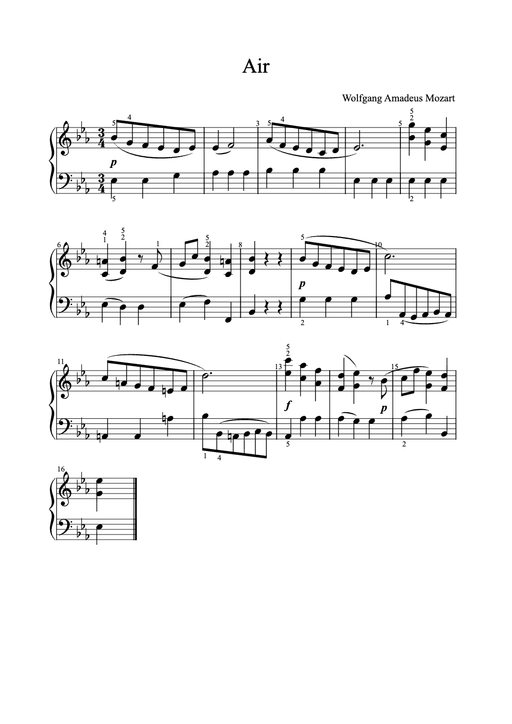 Sheet music preview for Air