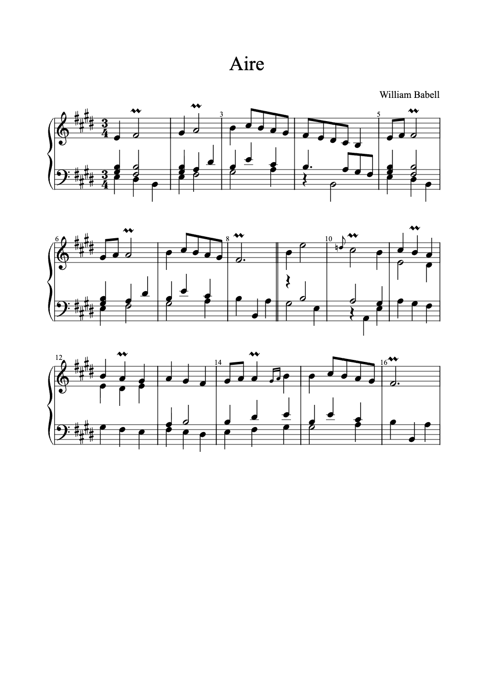 Sheet music preview for Aire