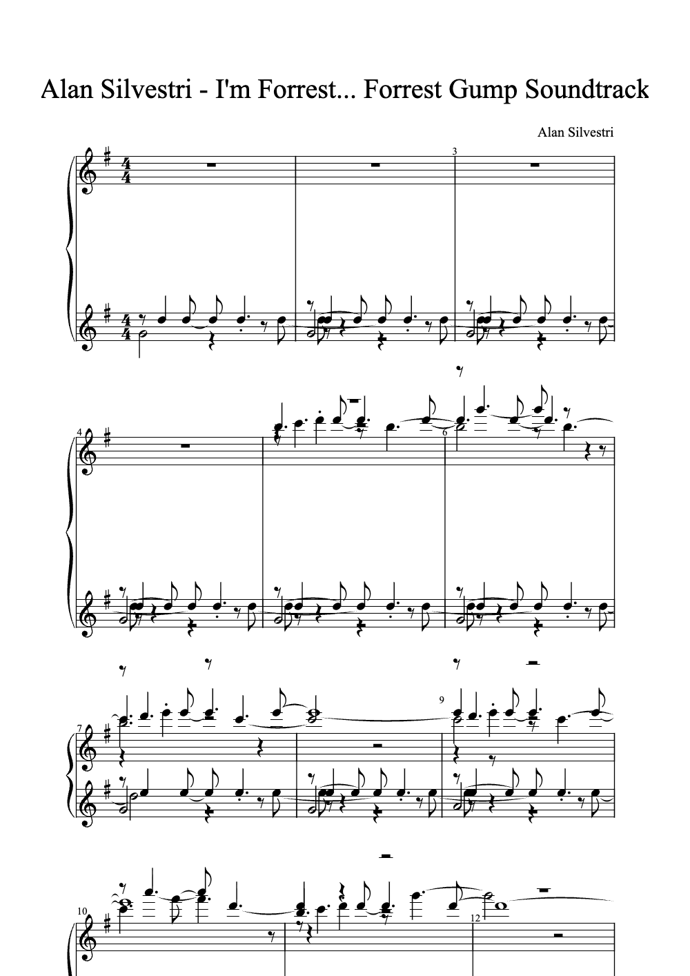 Sheet music preview for I'm Forrest... Forrest Gump Soundtrack