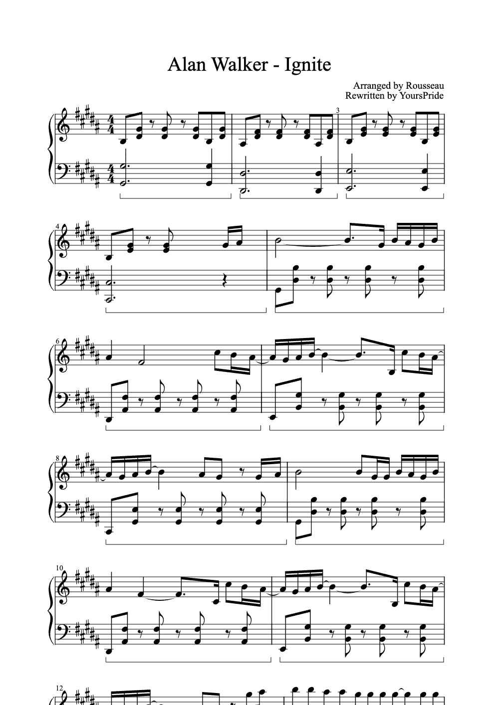 Sheet music preview for Ignite