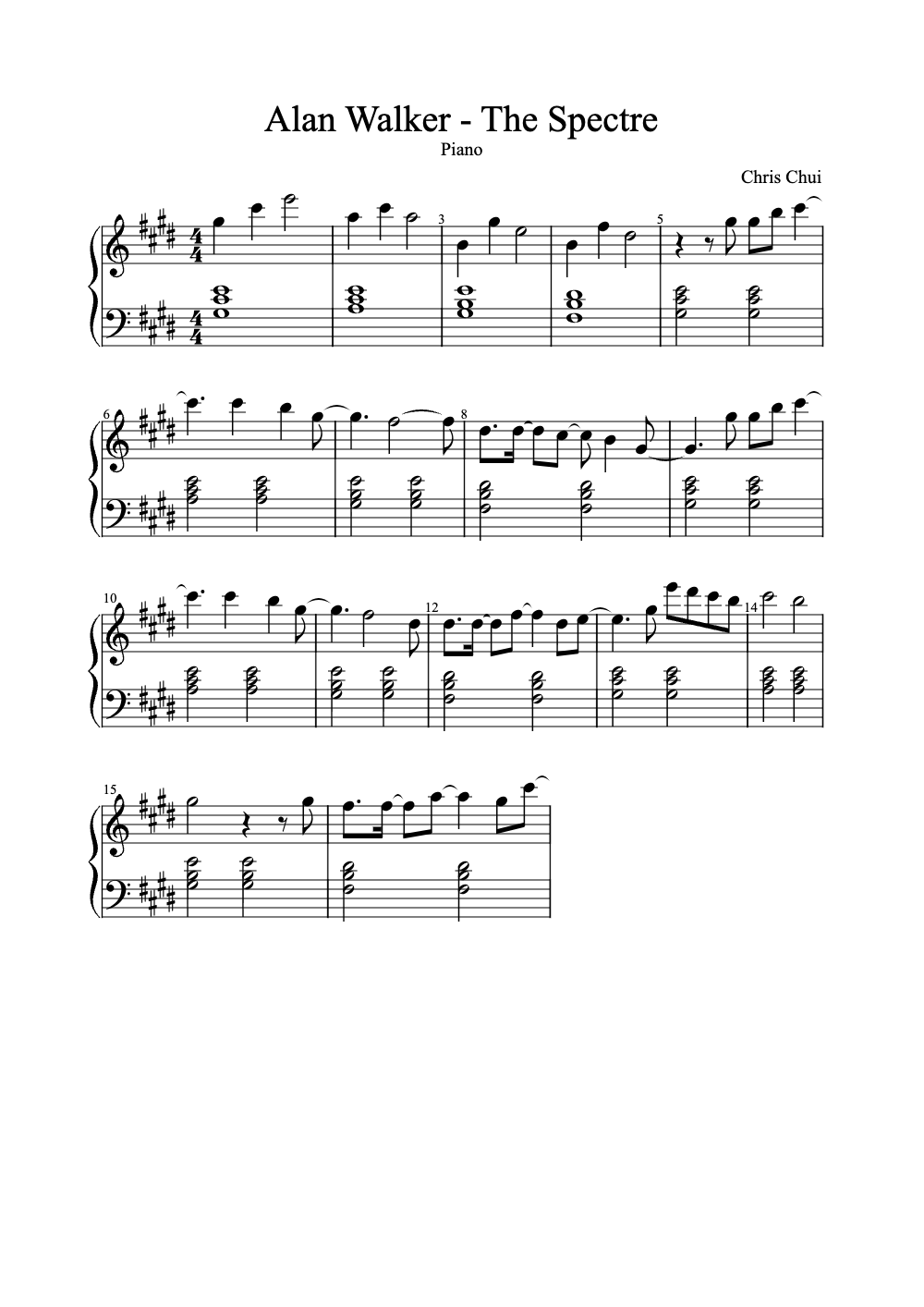 Sheet music preview for The Spectre
