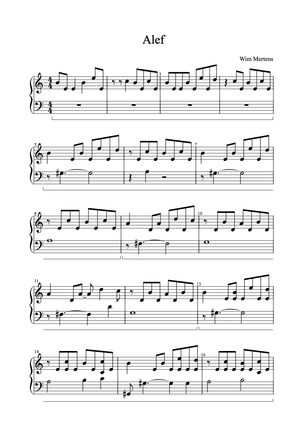 Sheet music preview for Alef