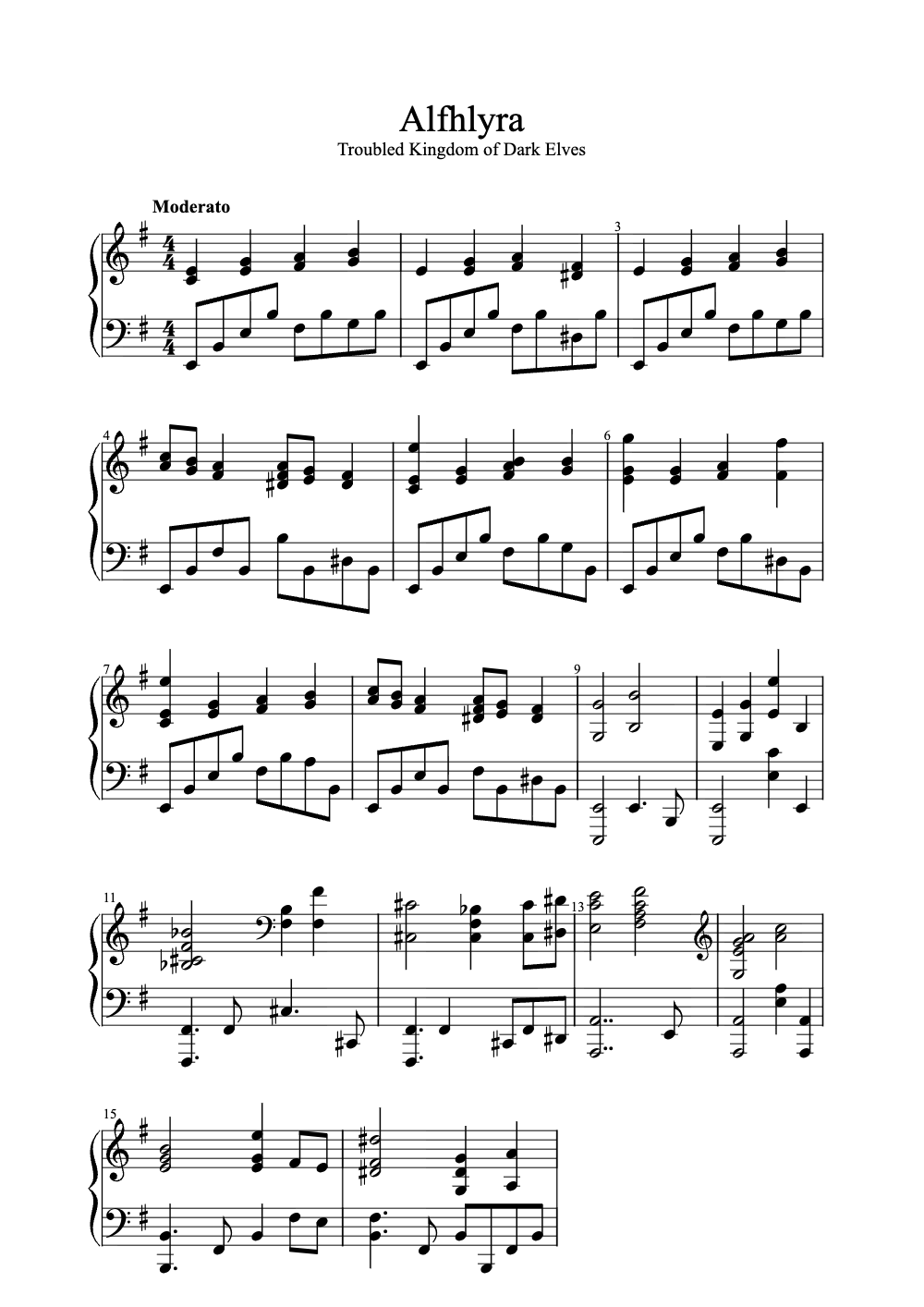 Sheet music preview for Alfhlyra