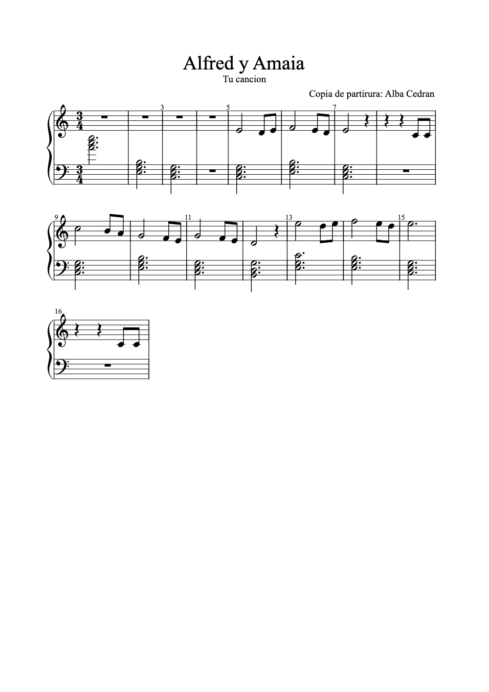 Sheet music preview for Alfred Y Amaia