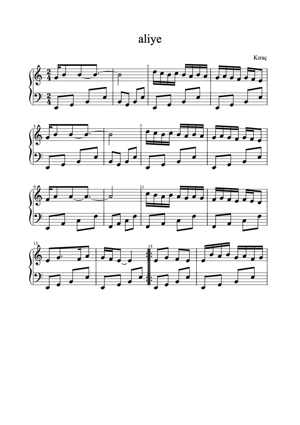 Sheet music preview for Aliye