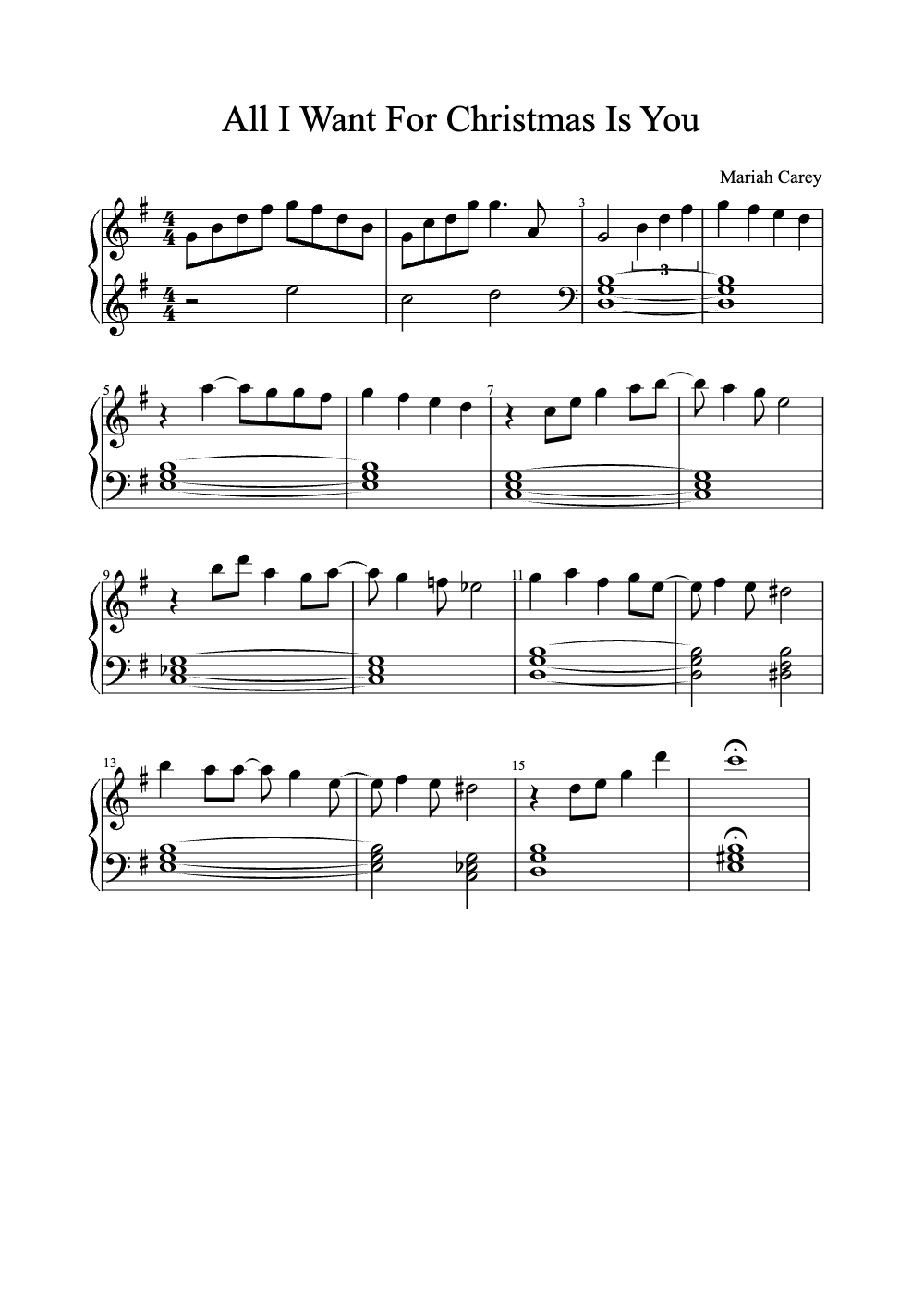 Sheet music preview for All I Want for Christmas Is You