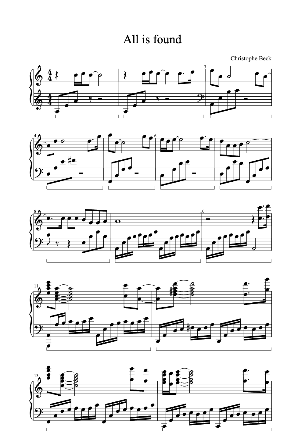 Sheet music preview for All Is Found