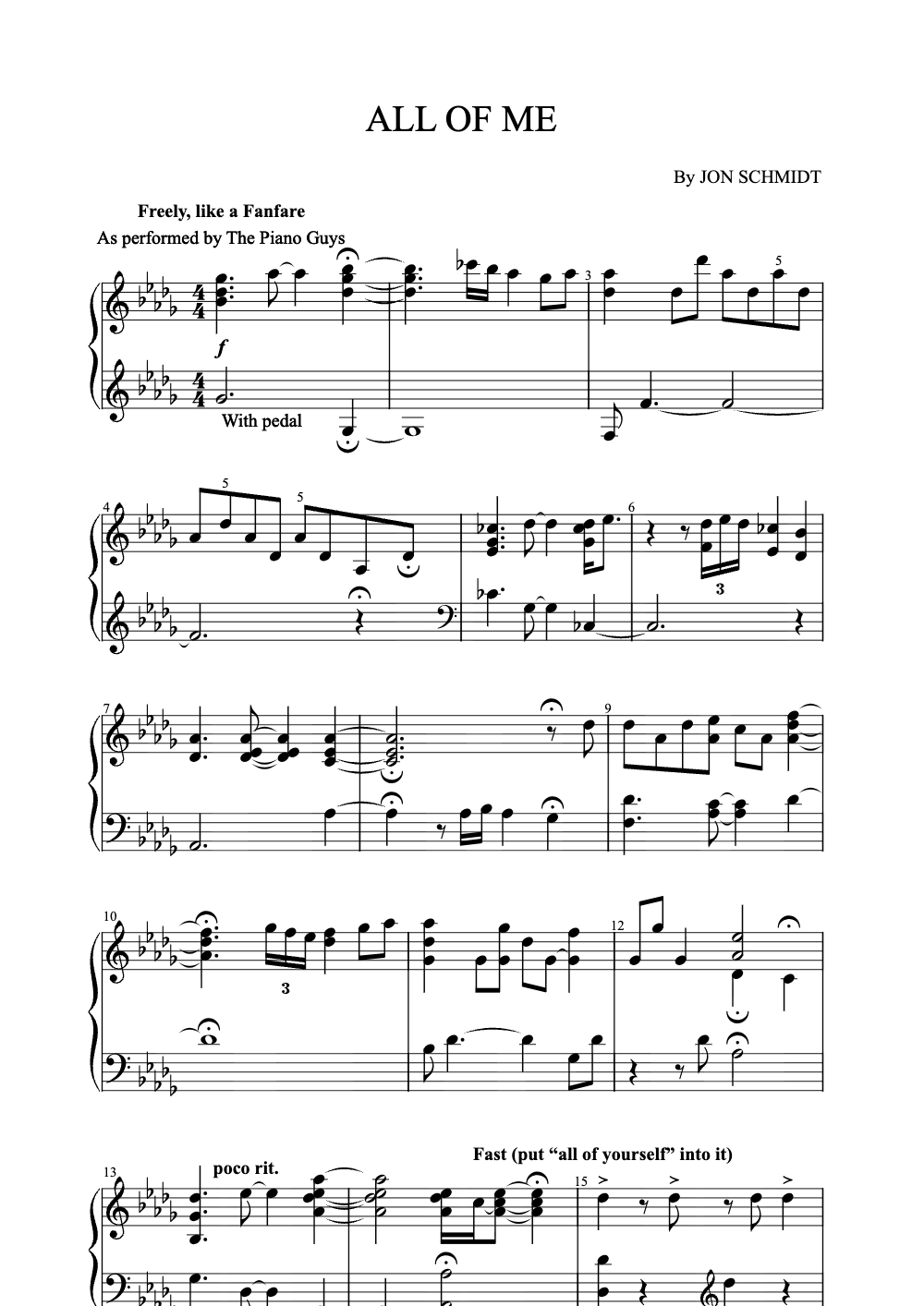 Sheet music preview for All of Me