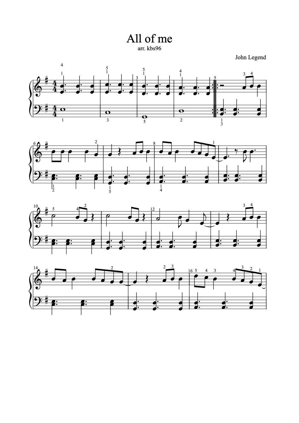 Sheet music preview for All of Me